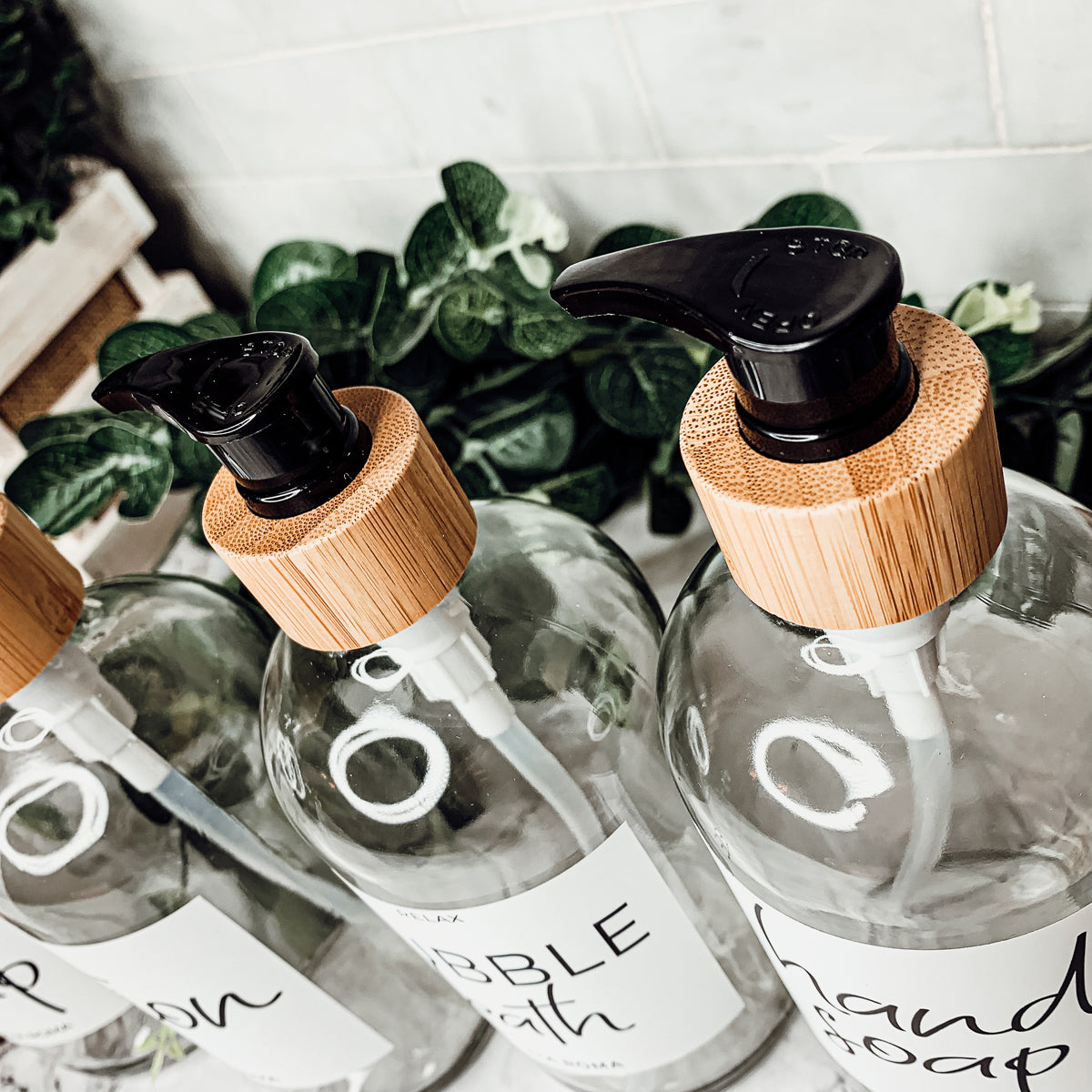 16 oz Clear Glass Dispenser — White Label