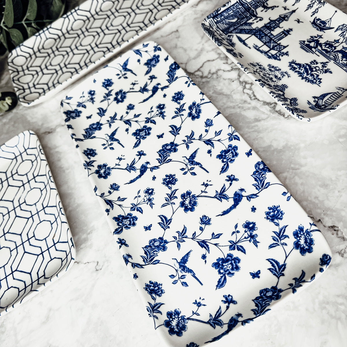 Chinoiserie Porcelain Serving Set — 4 Piece