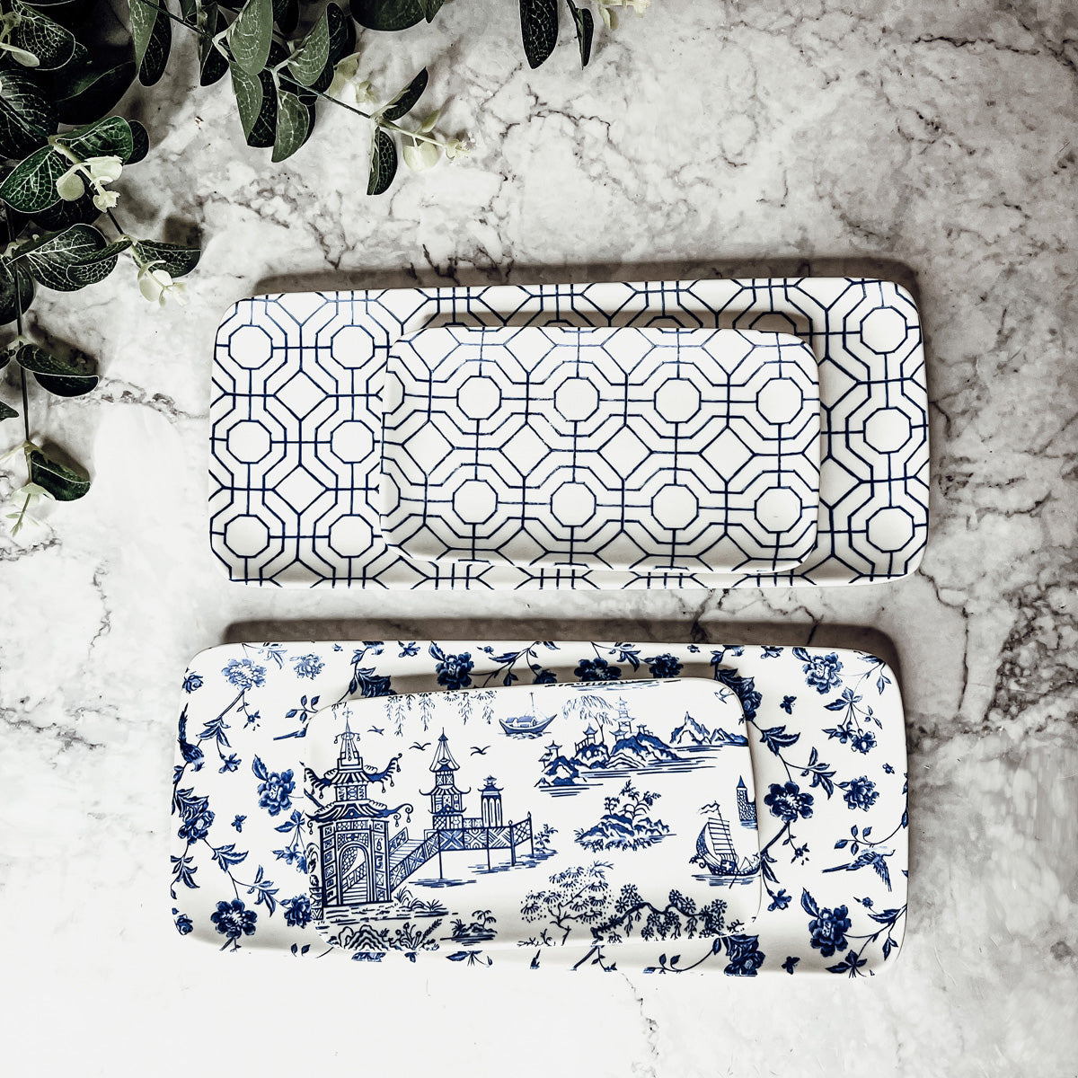 Chinoiserie Porcelain Serving Set — 4 Piece