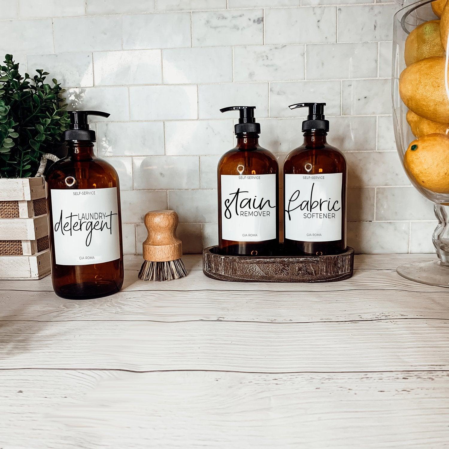 16 oz Amber Glass Dispenser — White Label