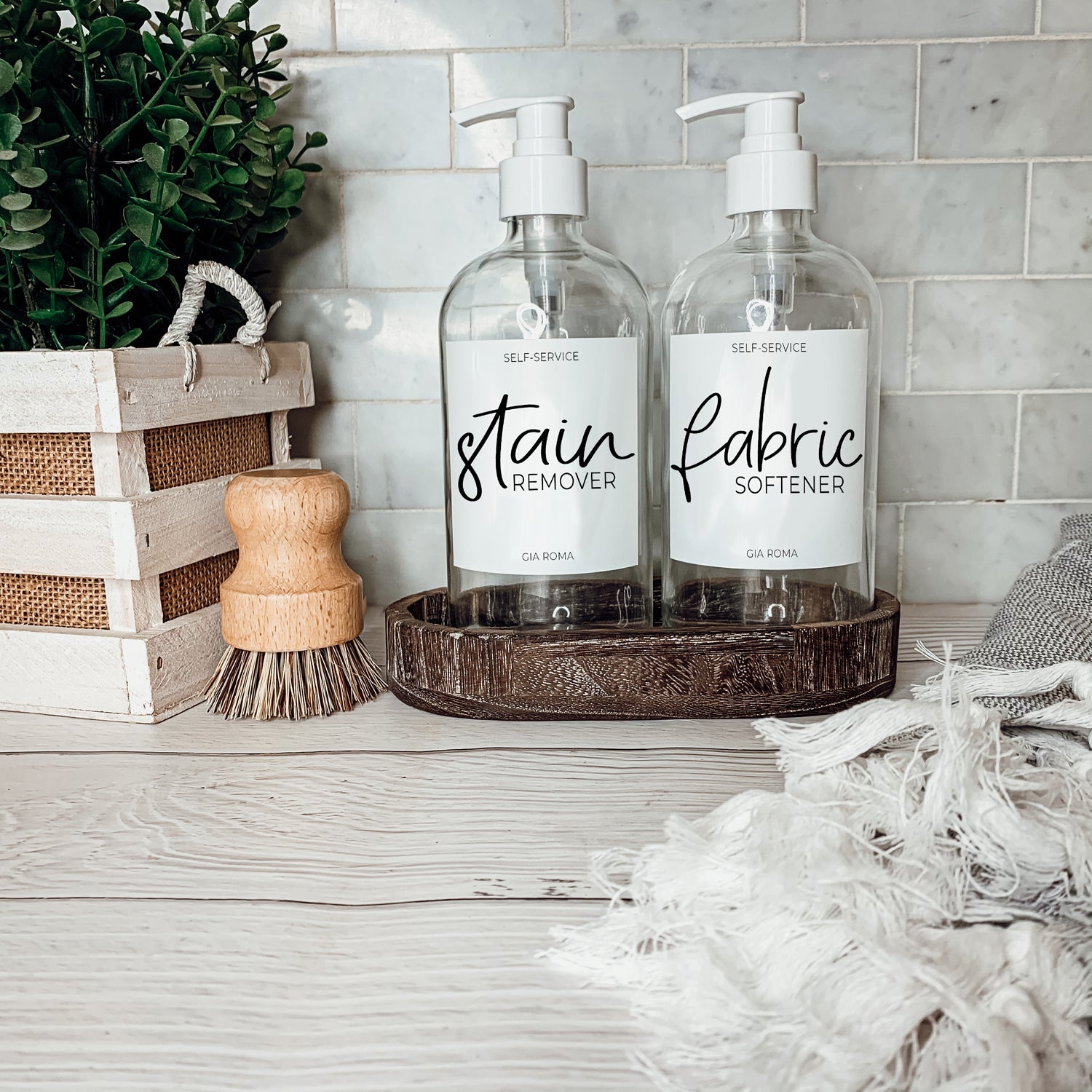 16 oz Clear Glass Dispenser — White Label