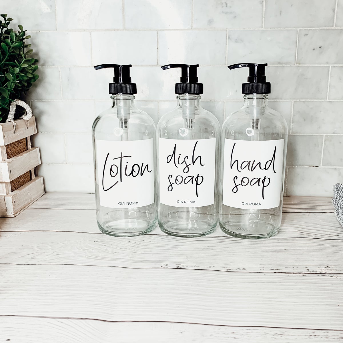16 oz Clear Glass Dispenser — White Label