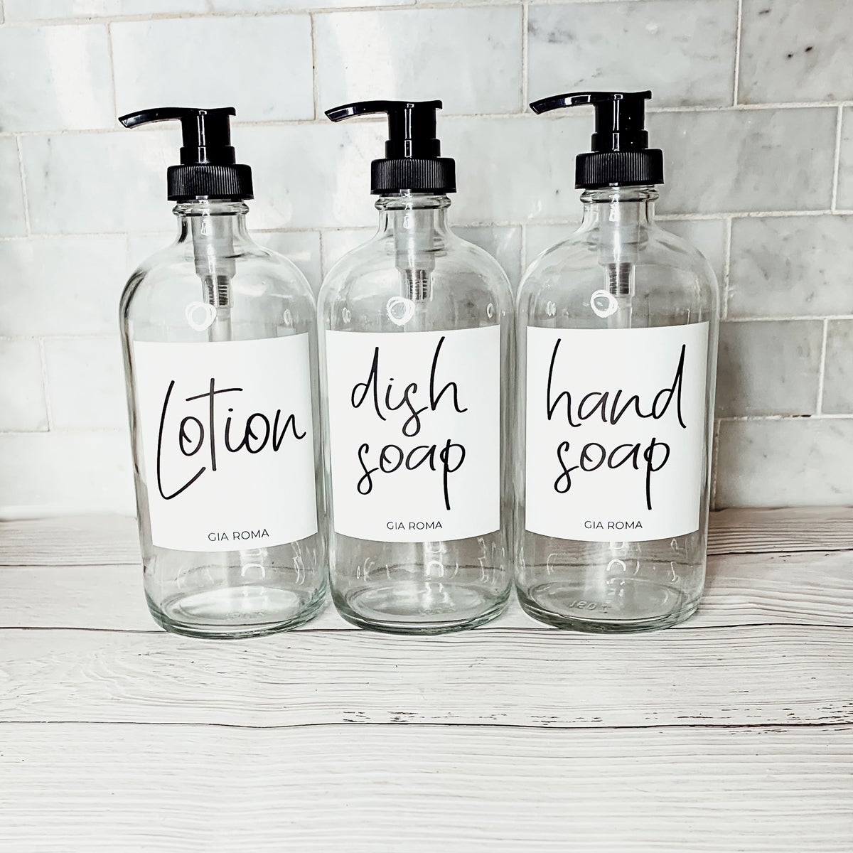 16 oz Clear Glass Dispenser — White Label