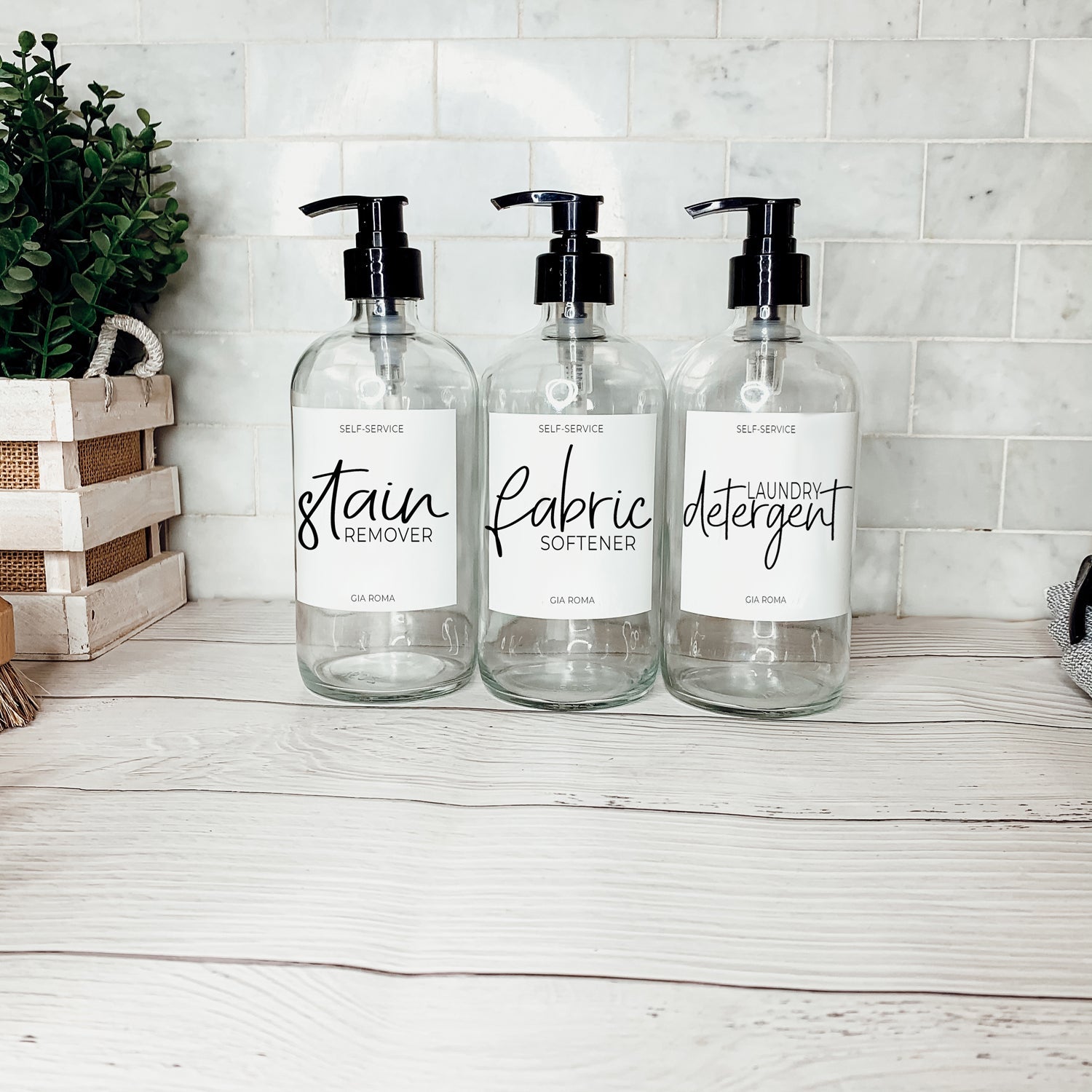 16 oz Clear Glass Dispenser — White Label