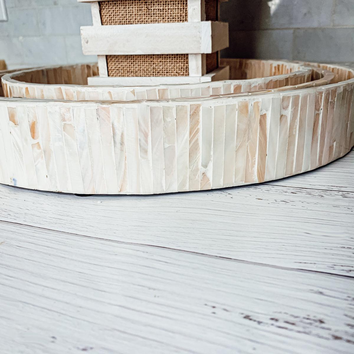 Cream Herringbone Mother-of-Pearl Tray