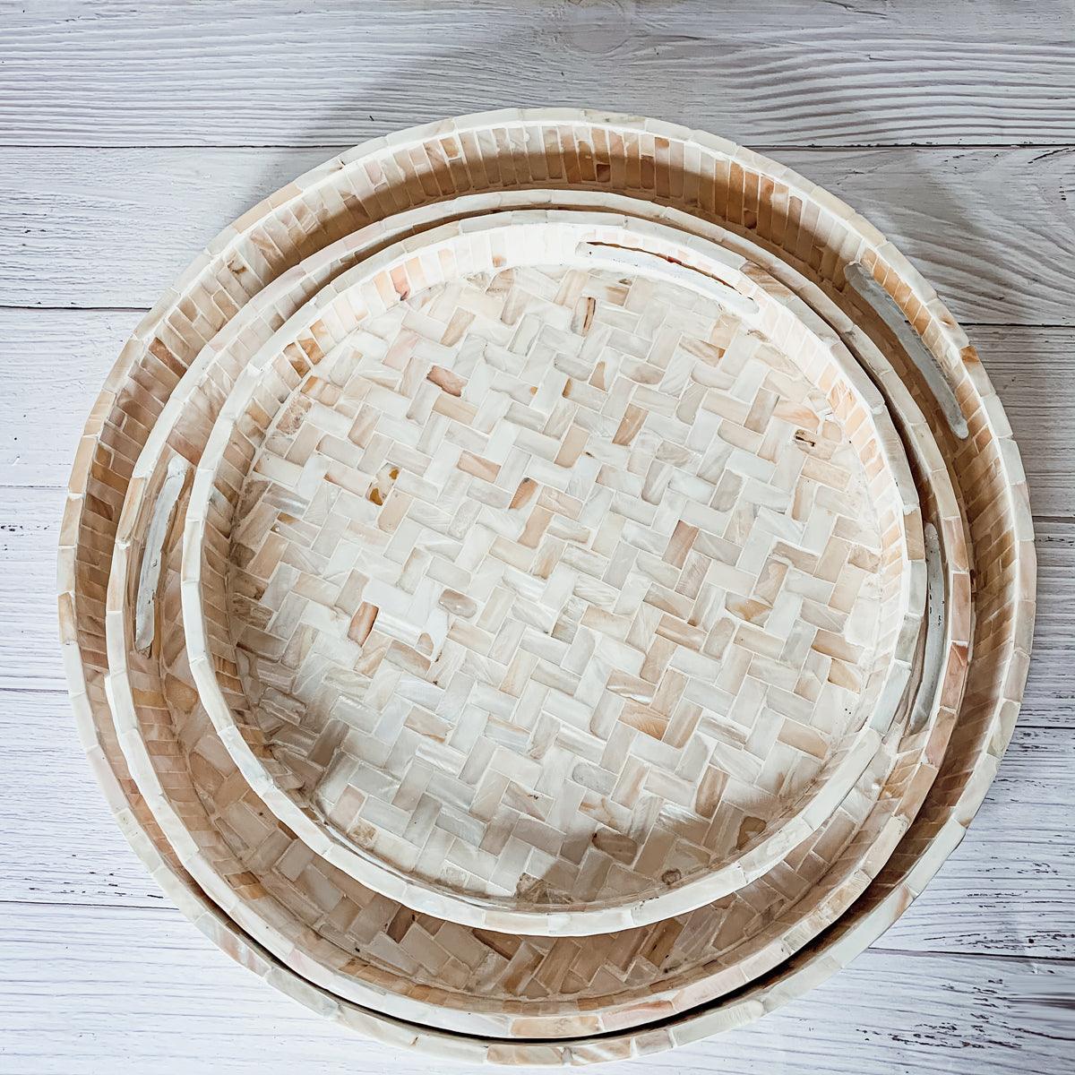 Cream Herringbone Mother-of-Pearl Tray