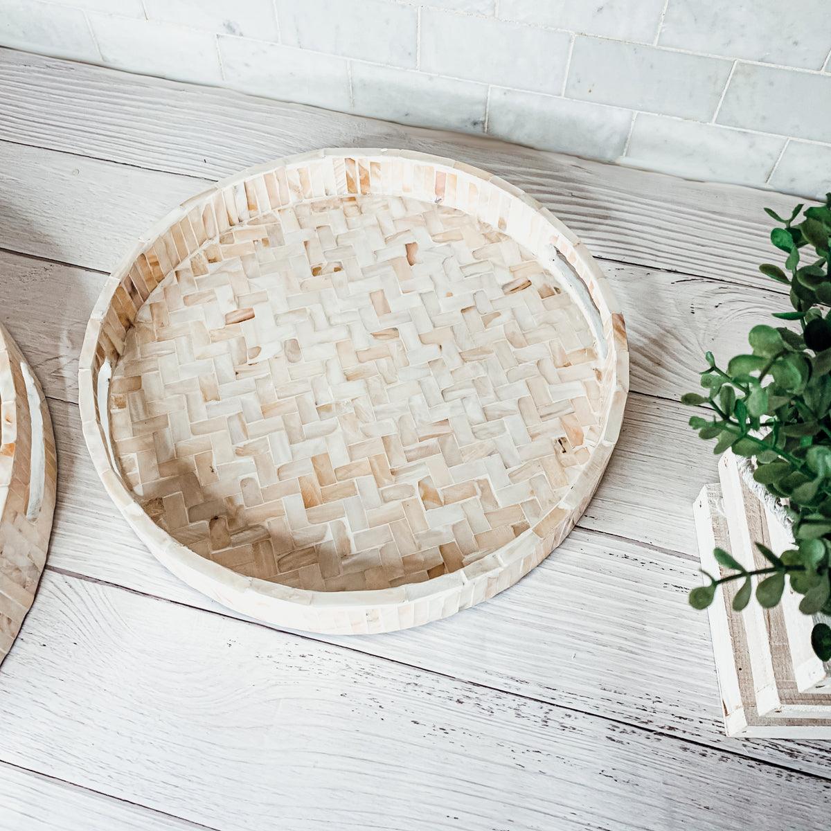 Cream Herringbone Mother-of-Pearl Tray
