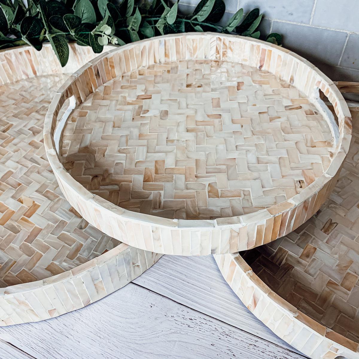Cream Herringbone Mother-of-Pearl Tray