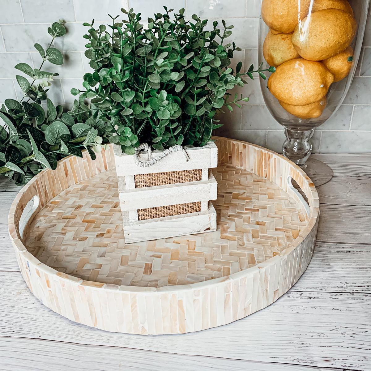 Cream Herringbone Mother-of-Pearl Tray