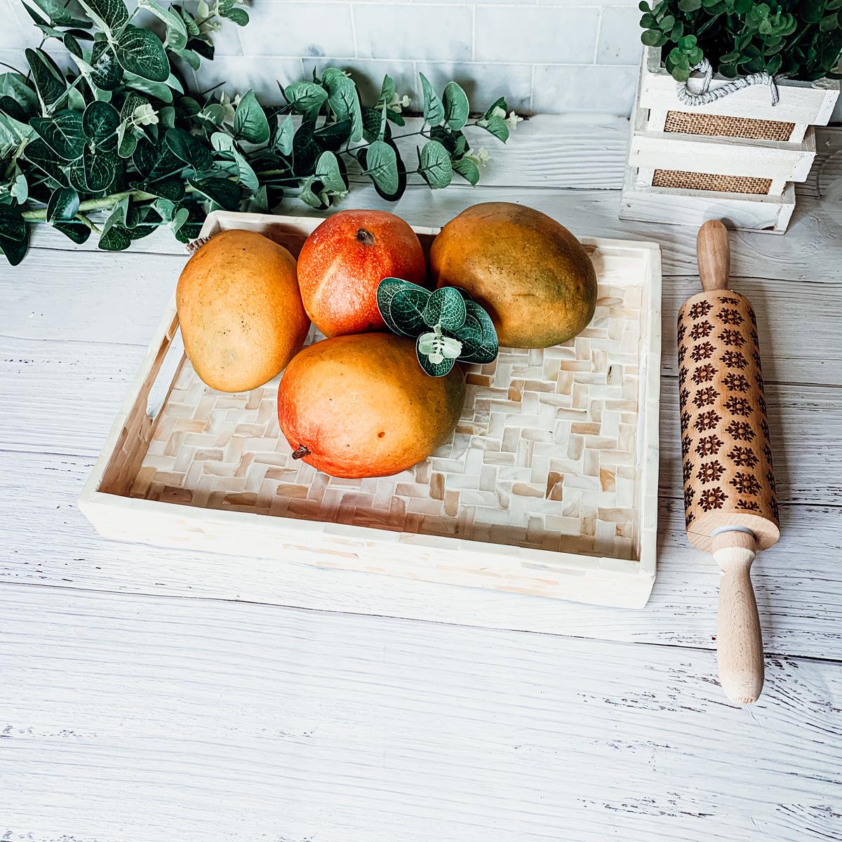 Cream Herringbone Mother-of-Pearl Tray