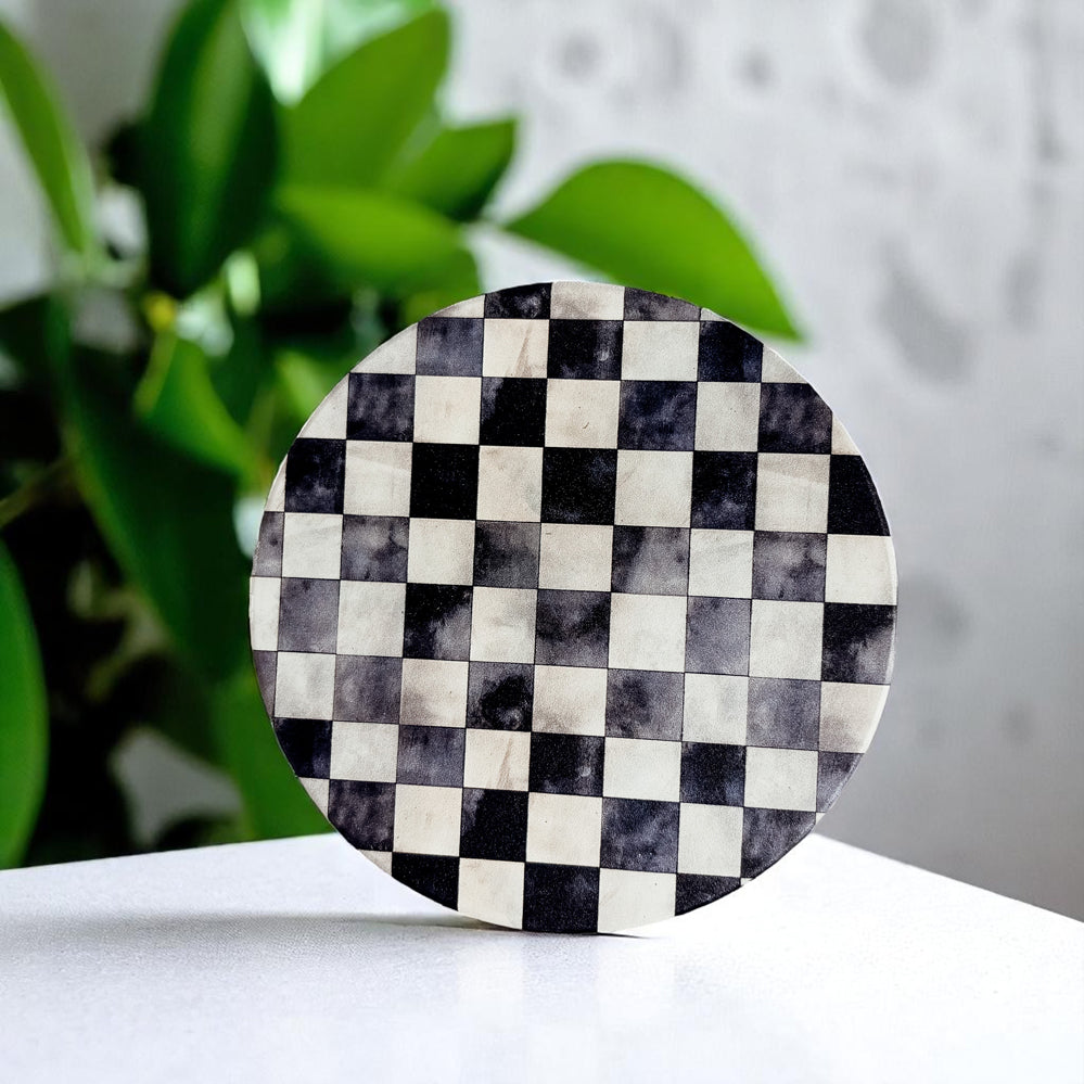 Courtly Check Ceramic Coasters — Set of 6