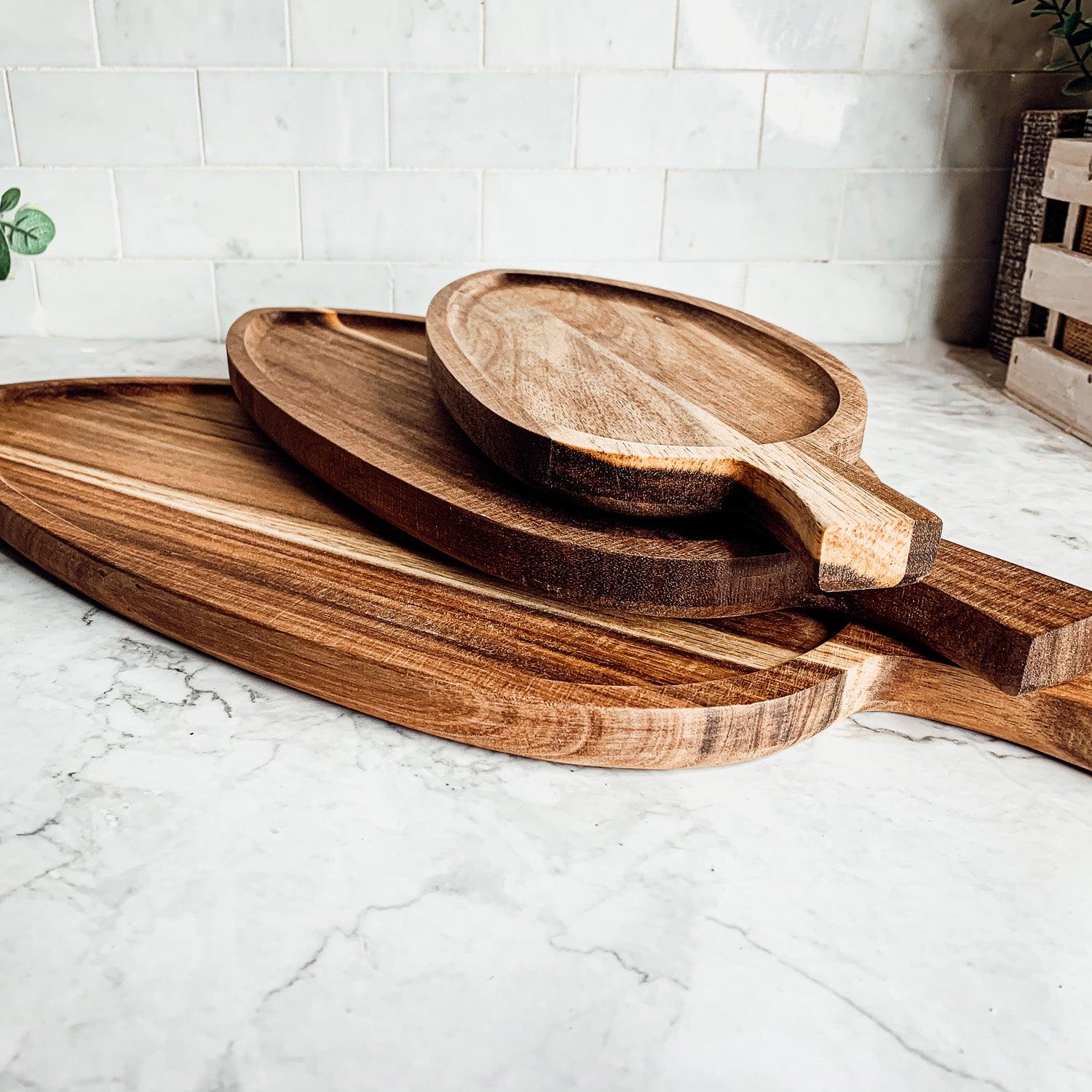 Acacia Leaf Serving Trays — 3 Sizes