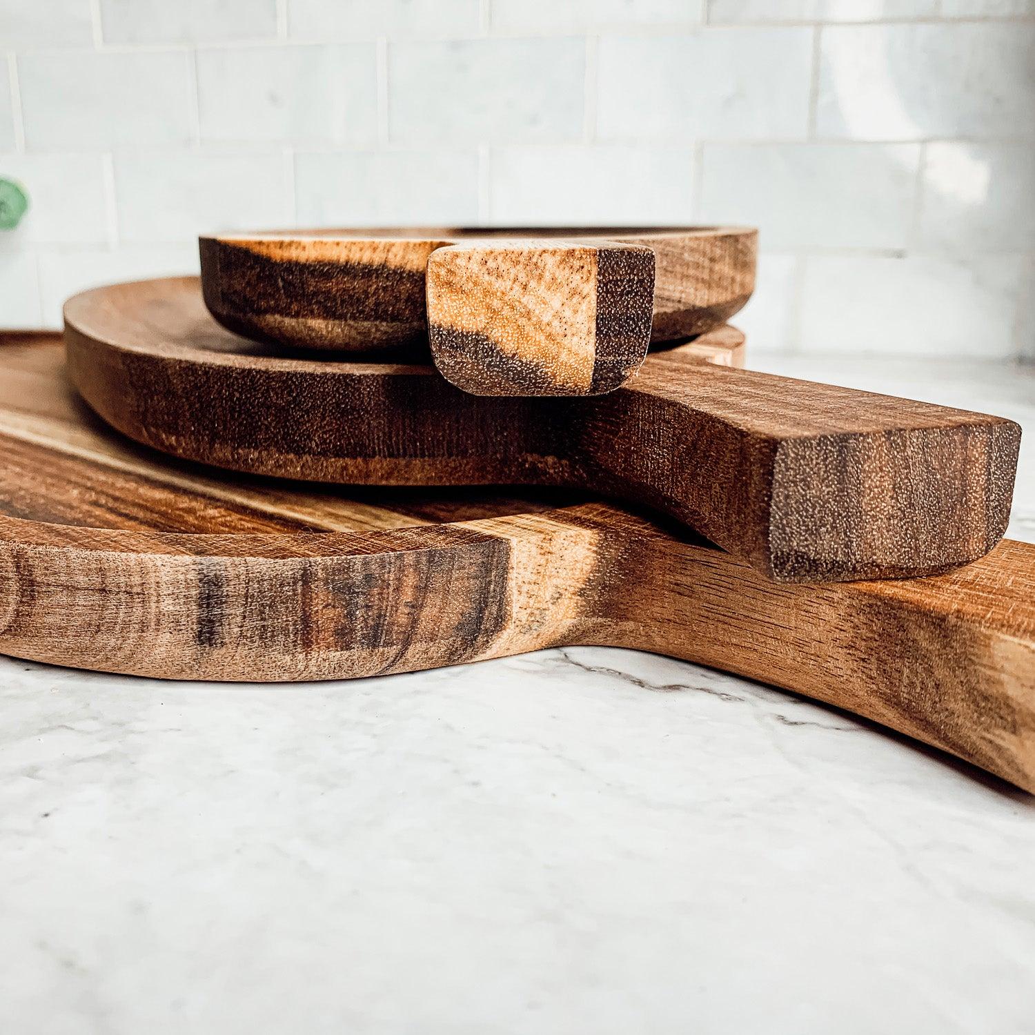 Acacia Leaf Serving Trays — 3 Sizes