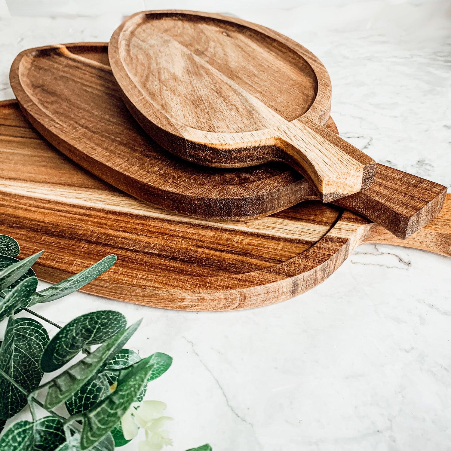 Acacia Leaf Serving Trays — 3 Sizes