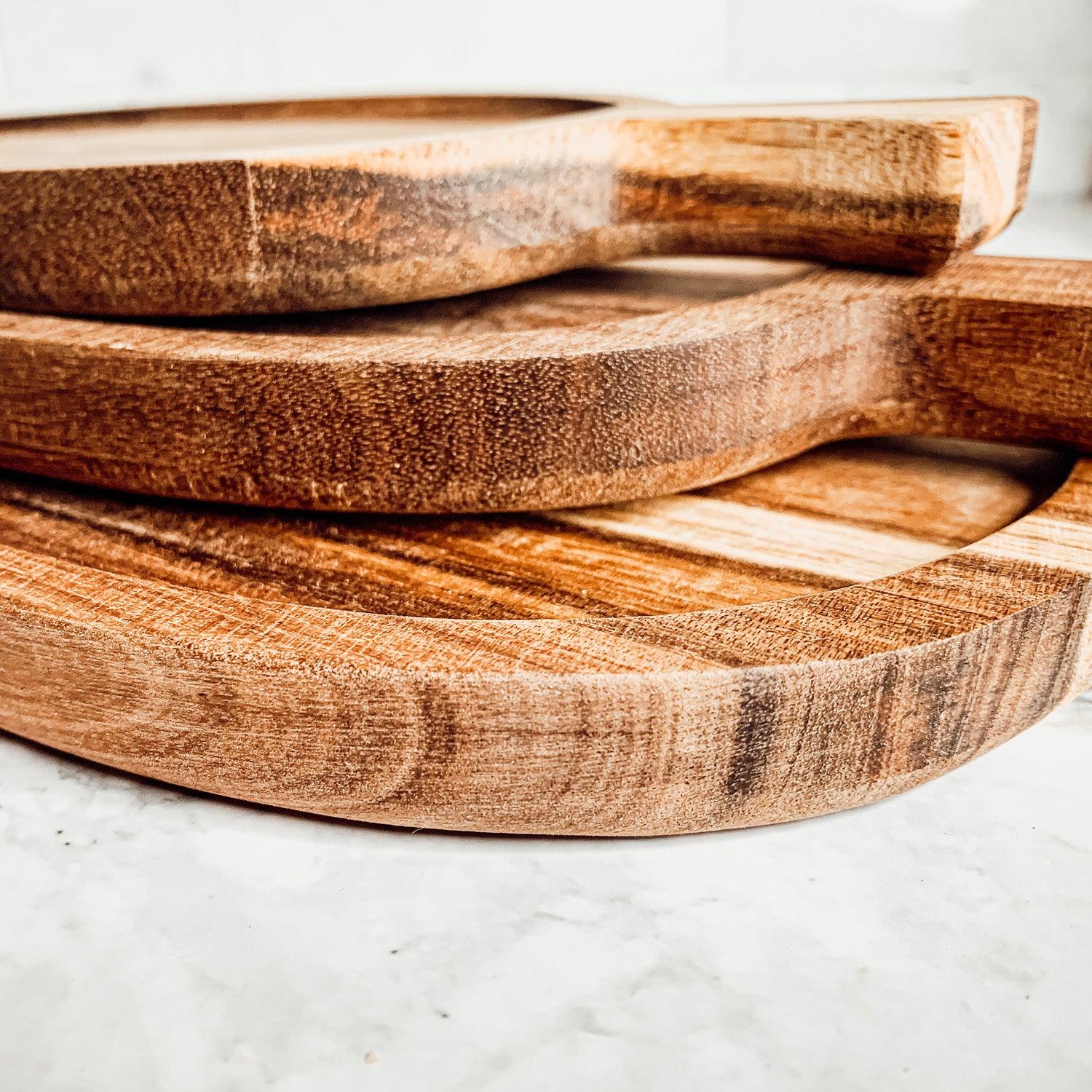 Acacia Leaf Serving Trays — 3 Sizes