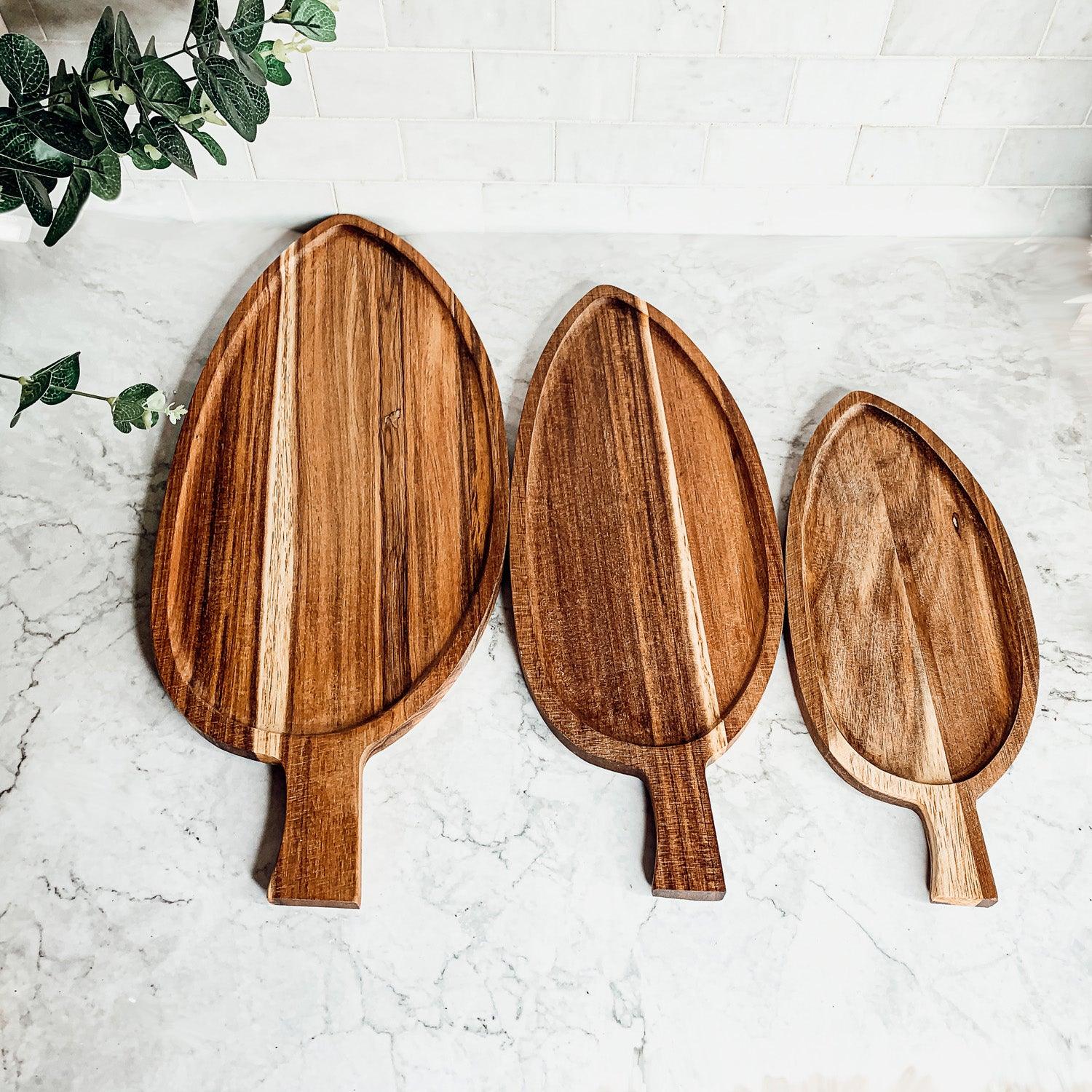 Acacia Leaf Serving Trays — 3 Sizes