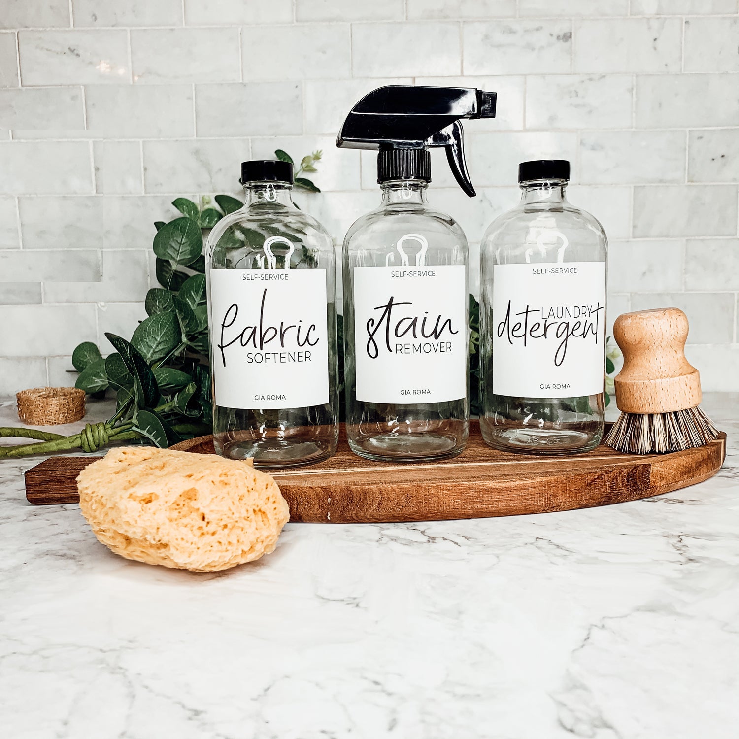 16 oz Clear Glass Dispenser — White Label