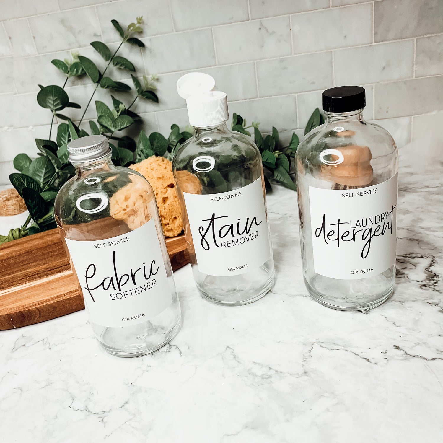 16 oz Clear Glass Dispenser — White Label