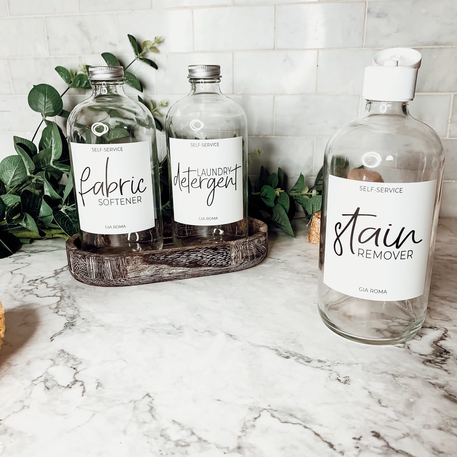 16 oz Clear Glass Dispenser — White Label