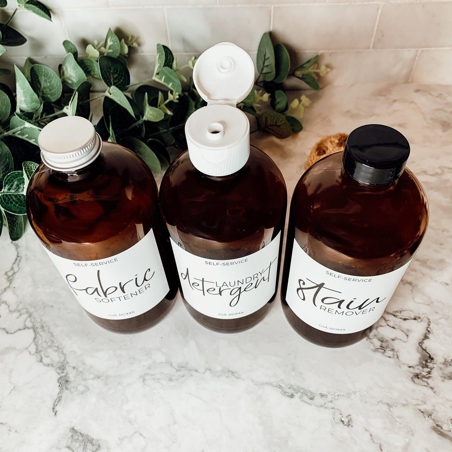 16 oz Amber Glass Dispenser — White Label