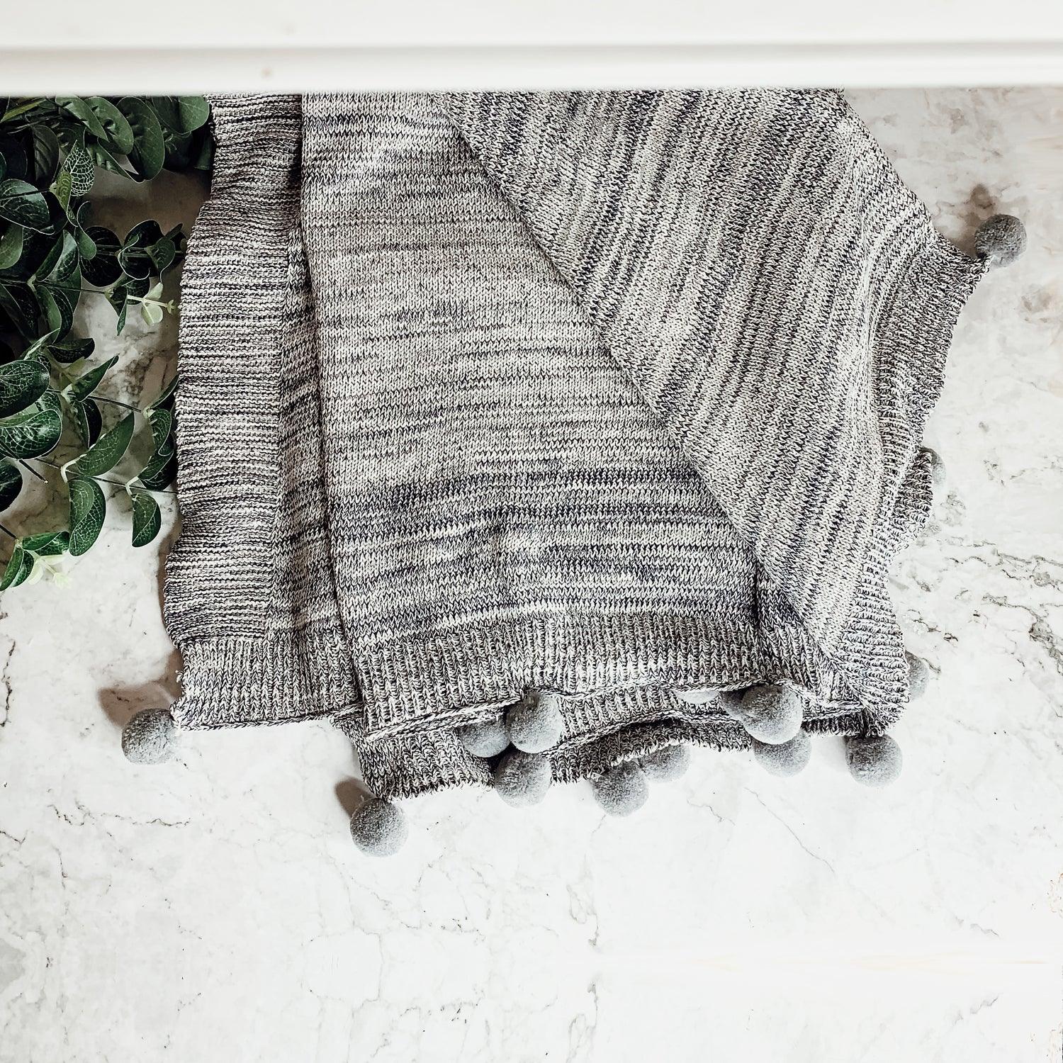 Casablanca Pom Pom Cotton Throw Blanket