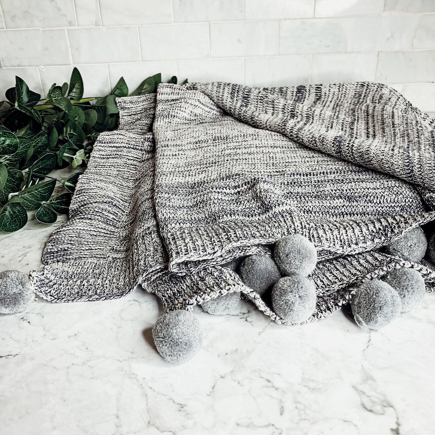 Casablanca Pom Pom Cotton Throw Blanket