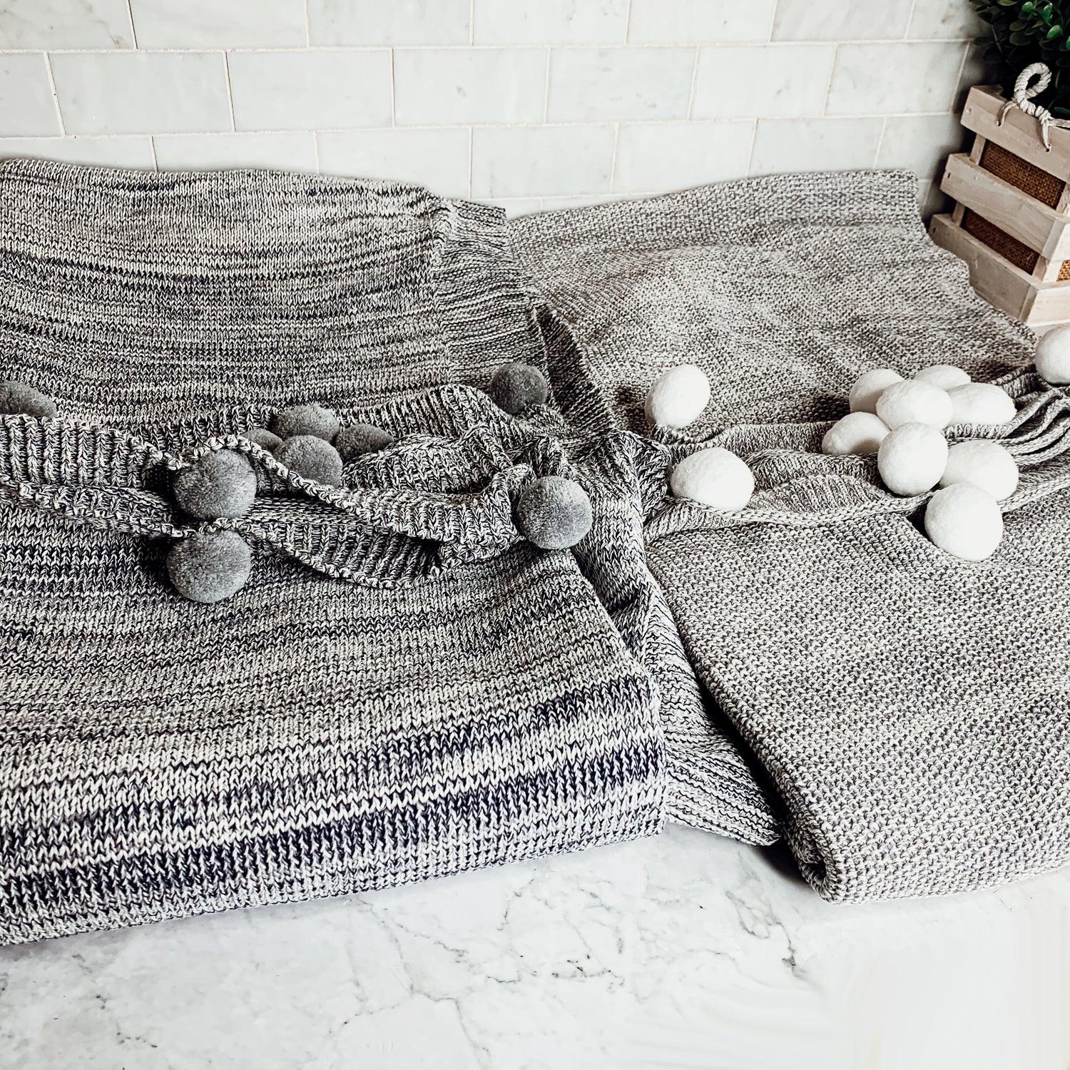 Casablanca Pom Pom Cotton Throw Blanket