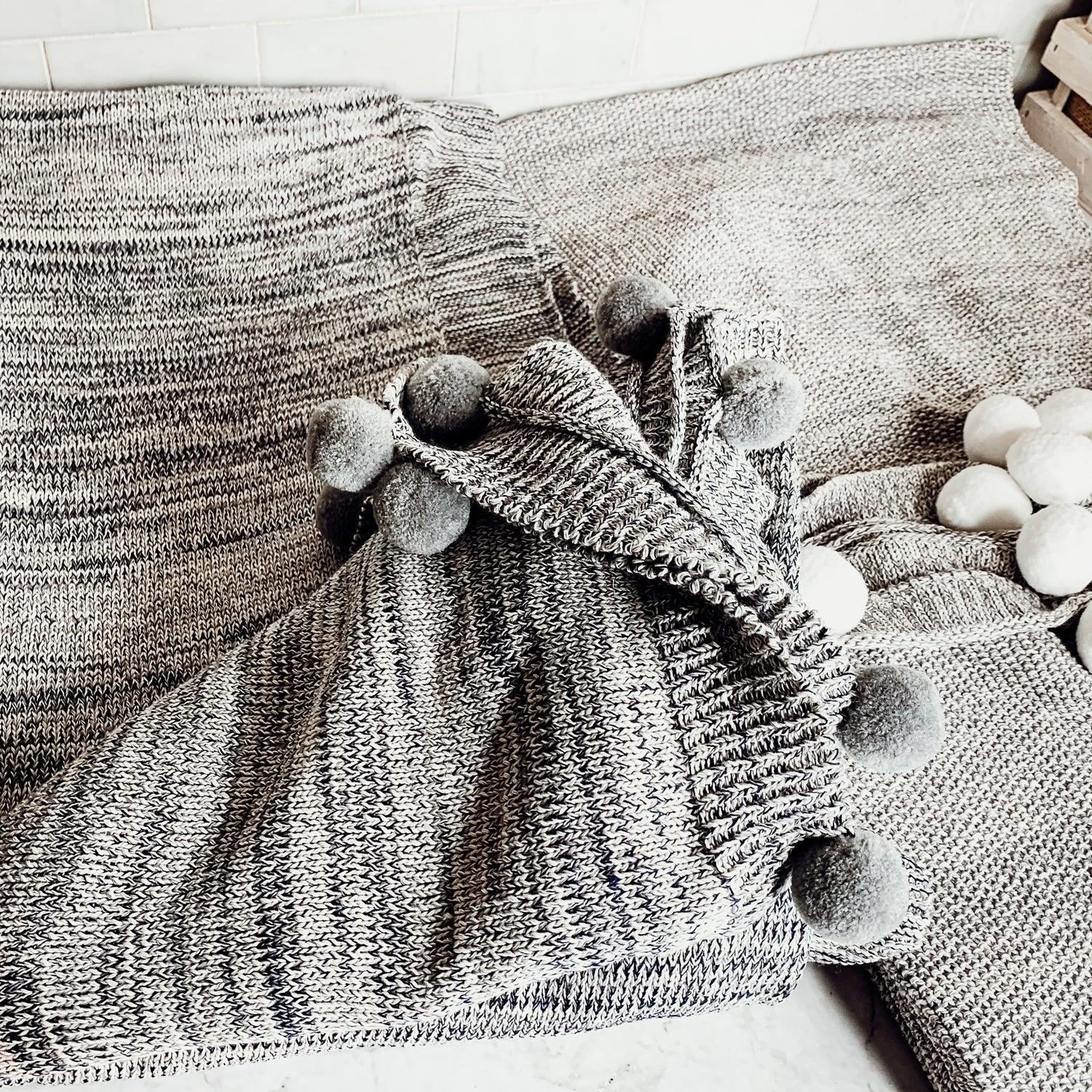 Casablanca Pom Pom Cotton Throw Blanket