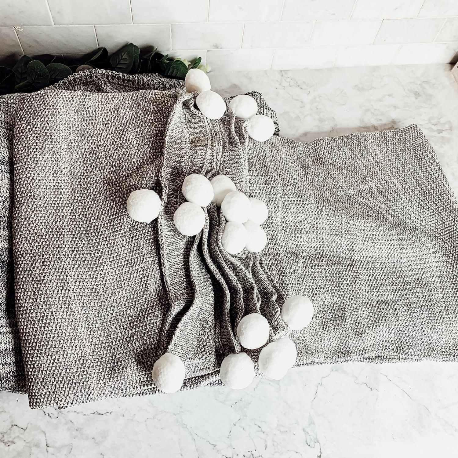 Casablanca Pom Pom Cotton Throw Blanket