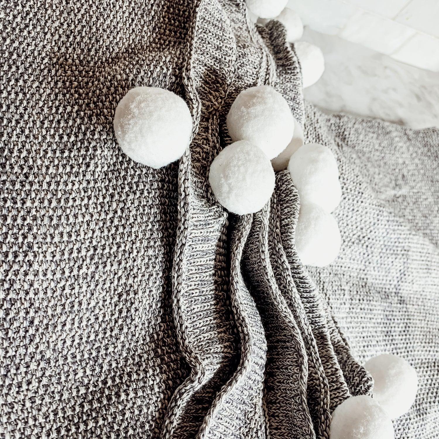 Casablanca Pom Pom Cotton Throw Blanket