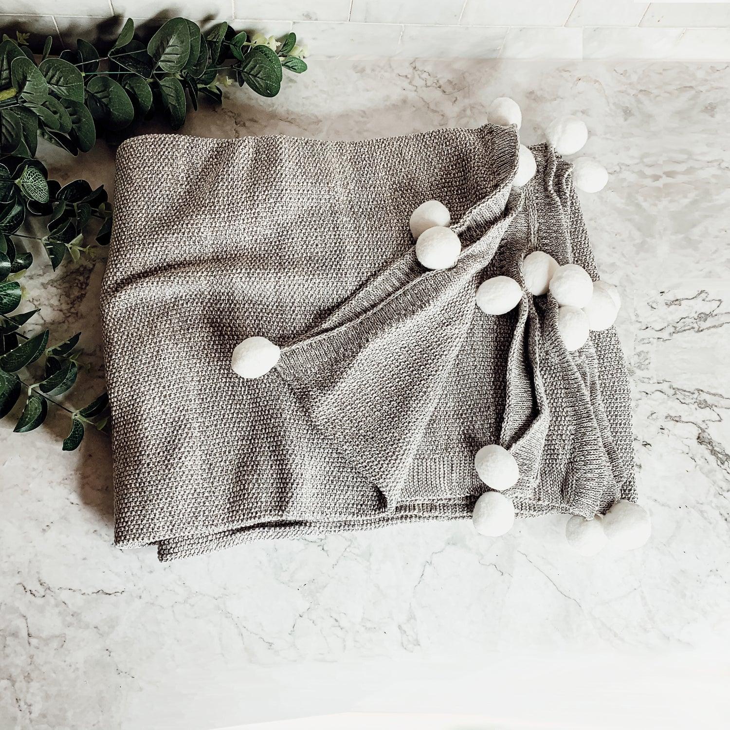 Casablanca Pom Pom Cotton Throw Blanket