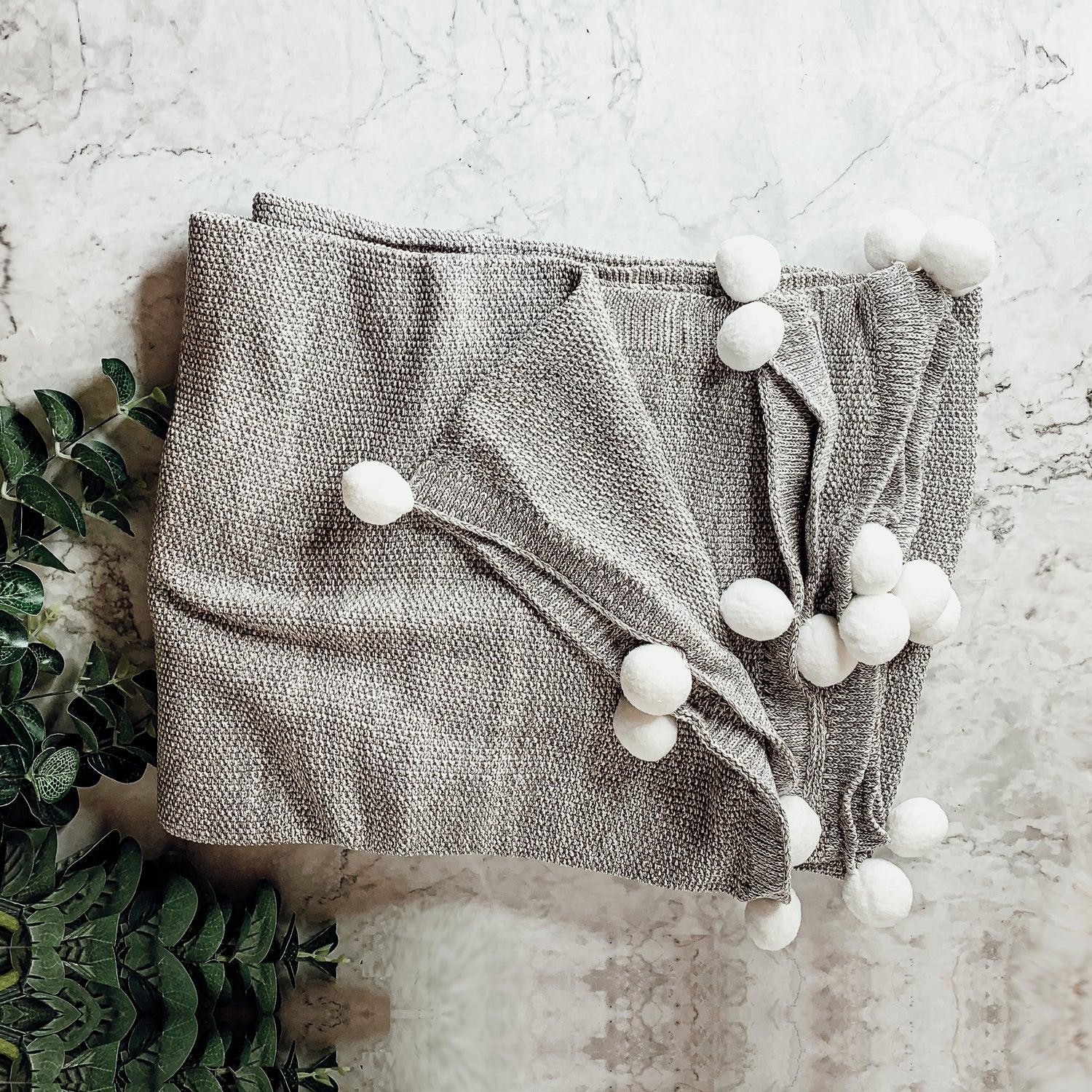 Casablanca Pom Pom Cotton Throw Blanket