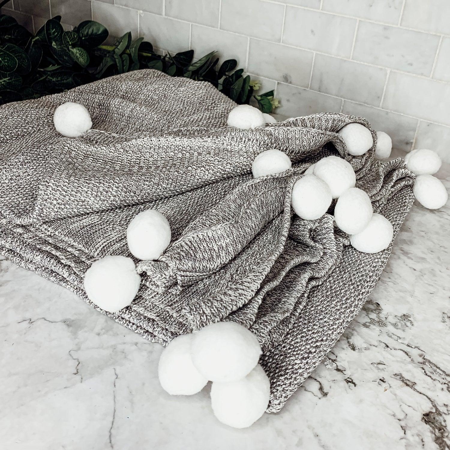 Casablanca Pom Pom Cotton Throw Blanket