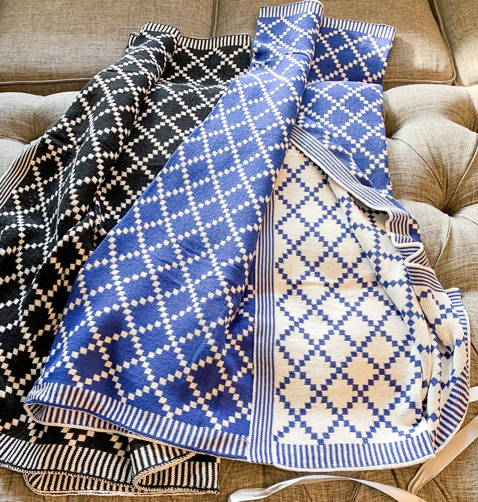 Geo Double-Sided Cotton Throw Blanket