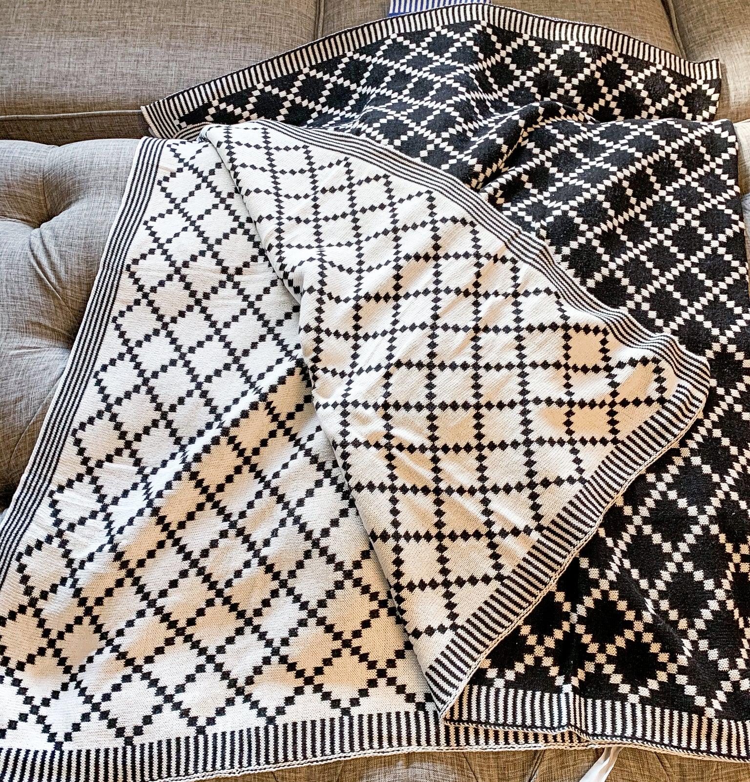Geo Double-Sided Cotton Throw Blanket