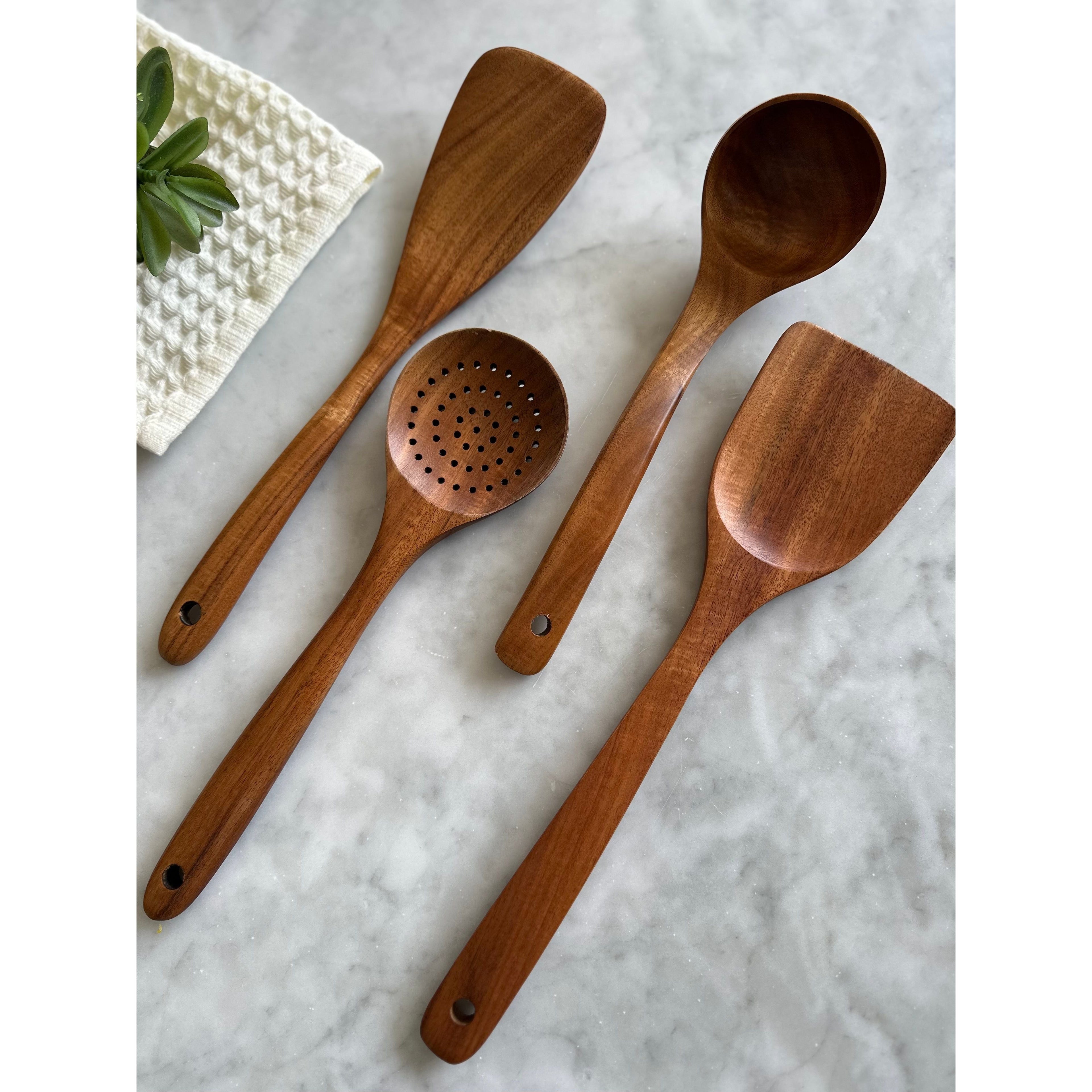 Nosara Teak Wood Kitchen Utensil Set – alternate product view