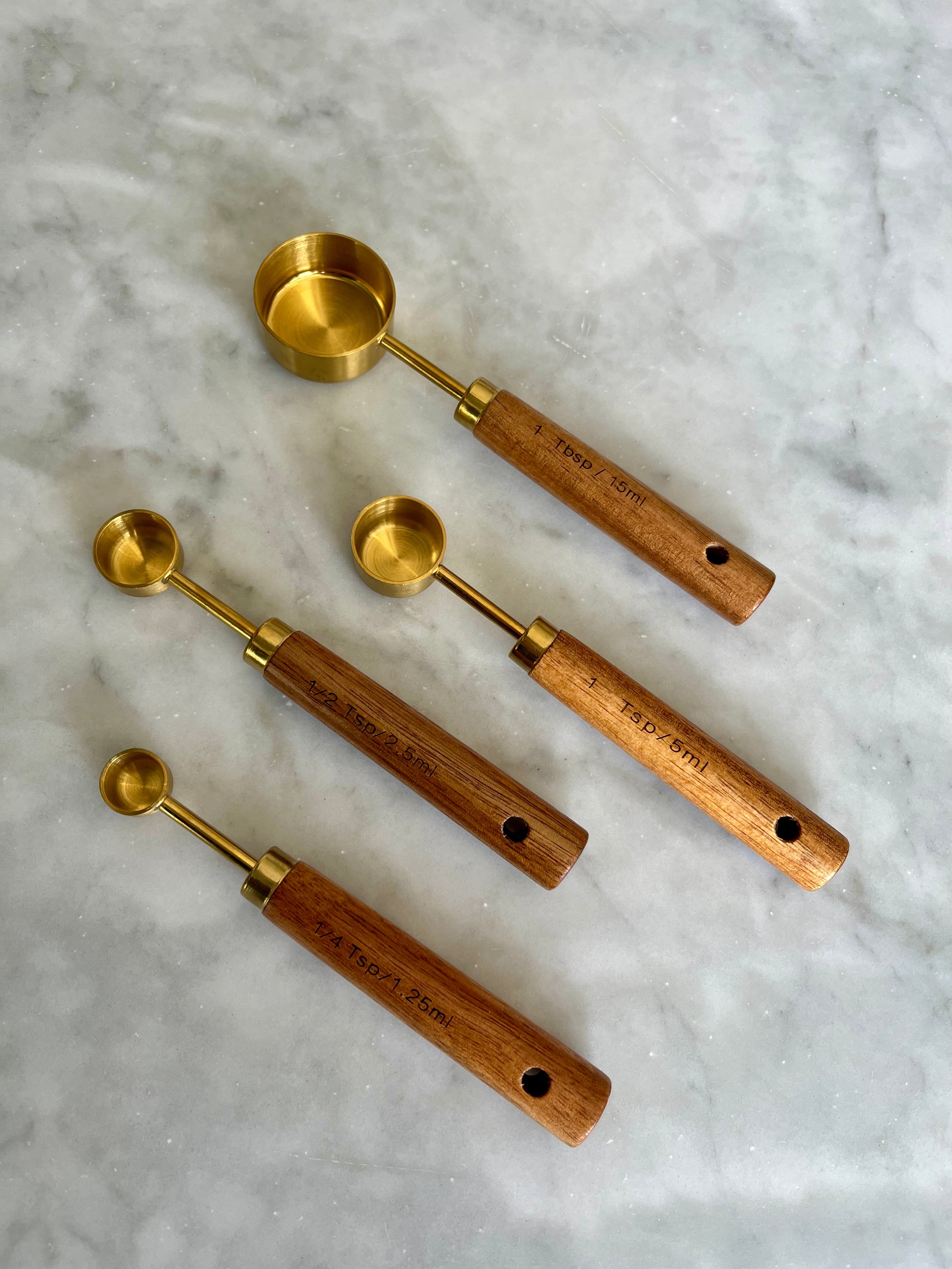 Montecito Acacia Wood & Gold Measuring Set — 8 Piece – alternate product view