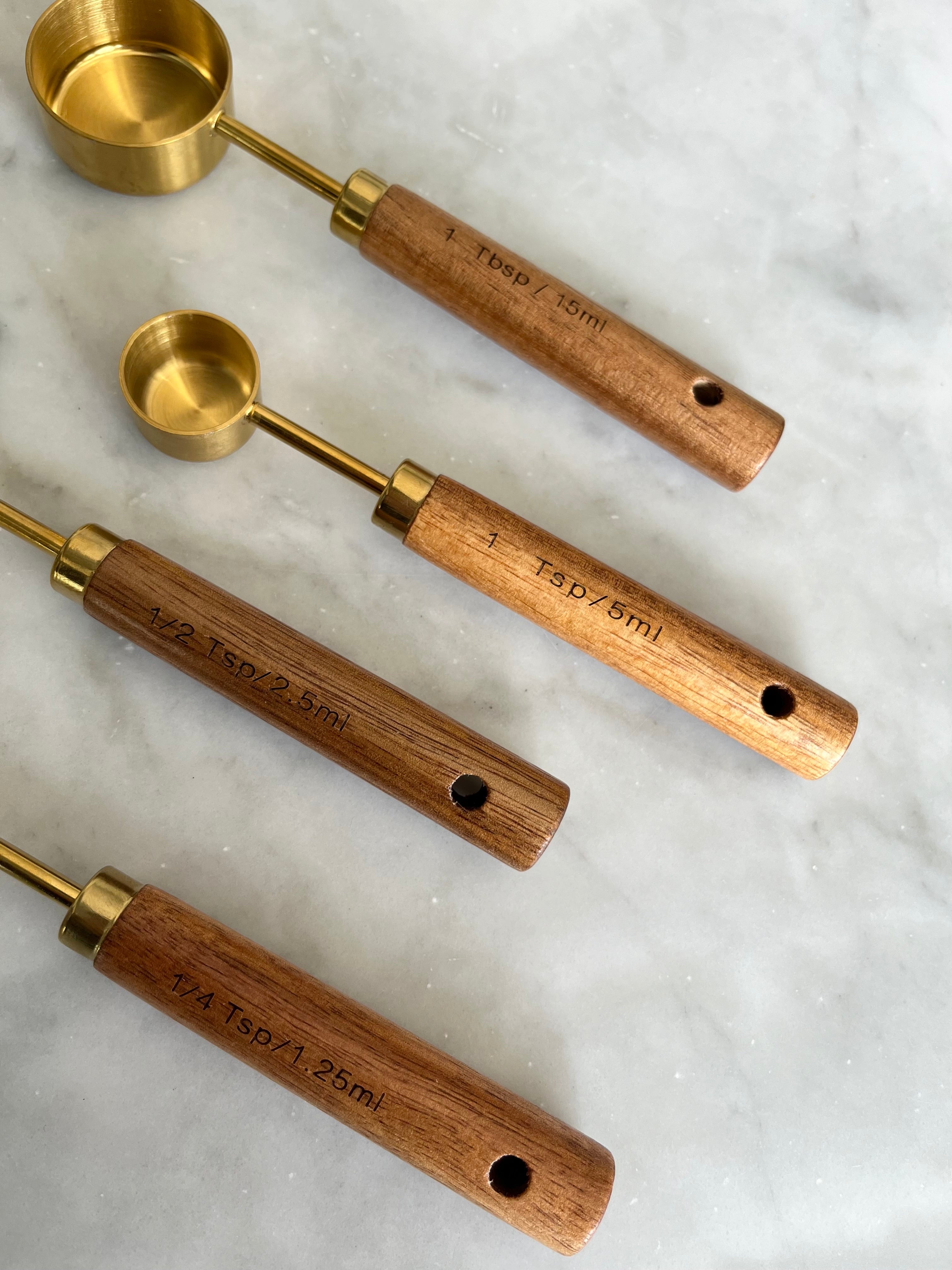 Montecito Acacia Wood & Gold Measuring Set — 8 Piece – alternate product view