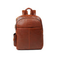 Tan full-grain buffalo leather backpack with trolley attachment