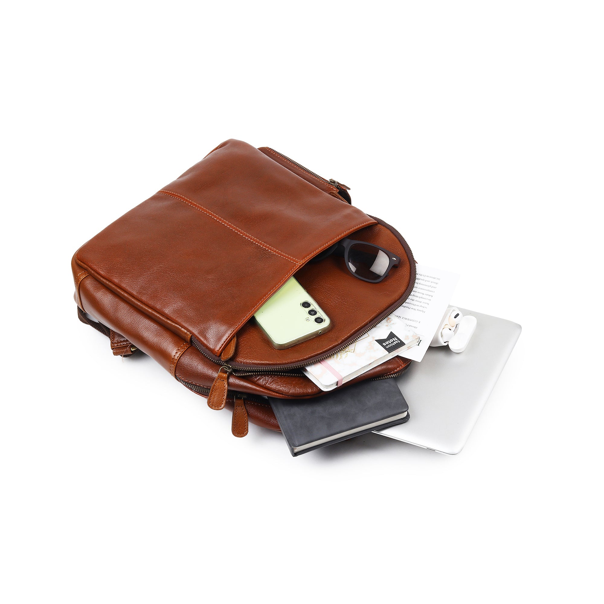 Tan Full-Grain Buffalo Leather Backpack