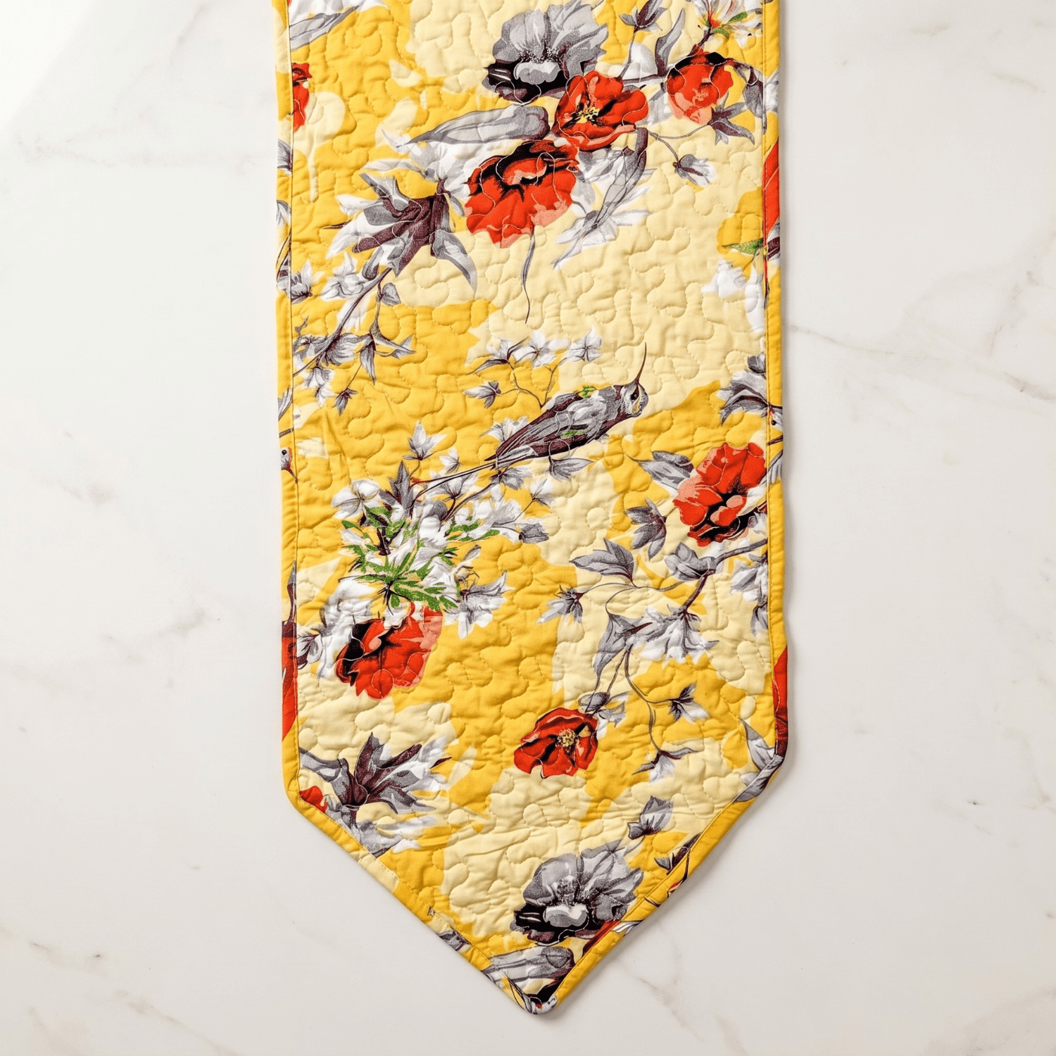 DaDalogy Bedding Sunshine Yellow Floral Vintage Hummingbirds Garden Table Runner (925)