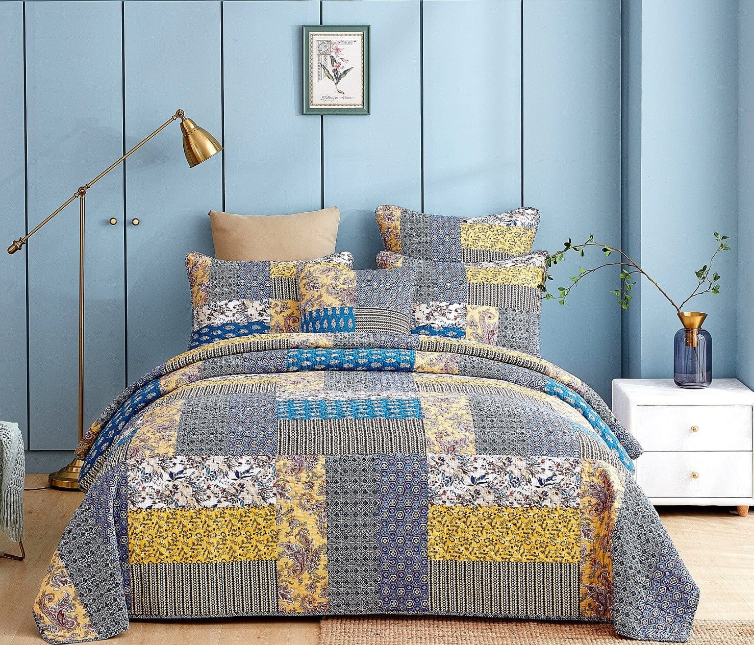 DaDa Bedding Honey Cove Floral Paisley Patchwork Quilt Set