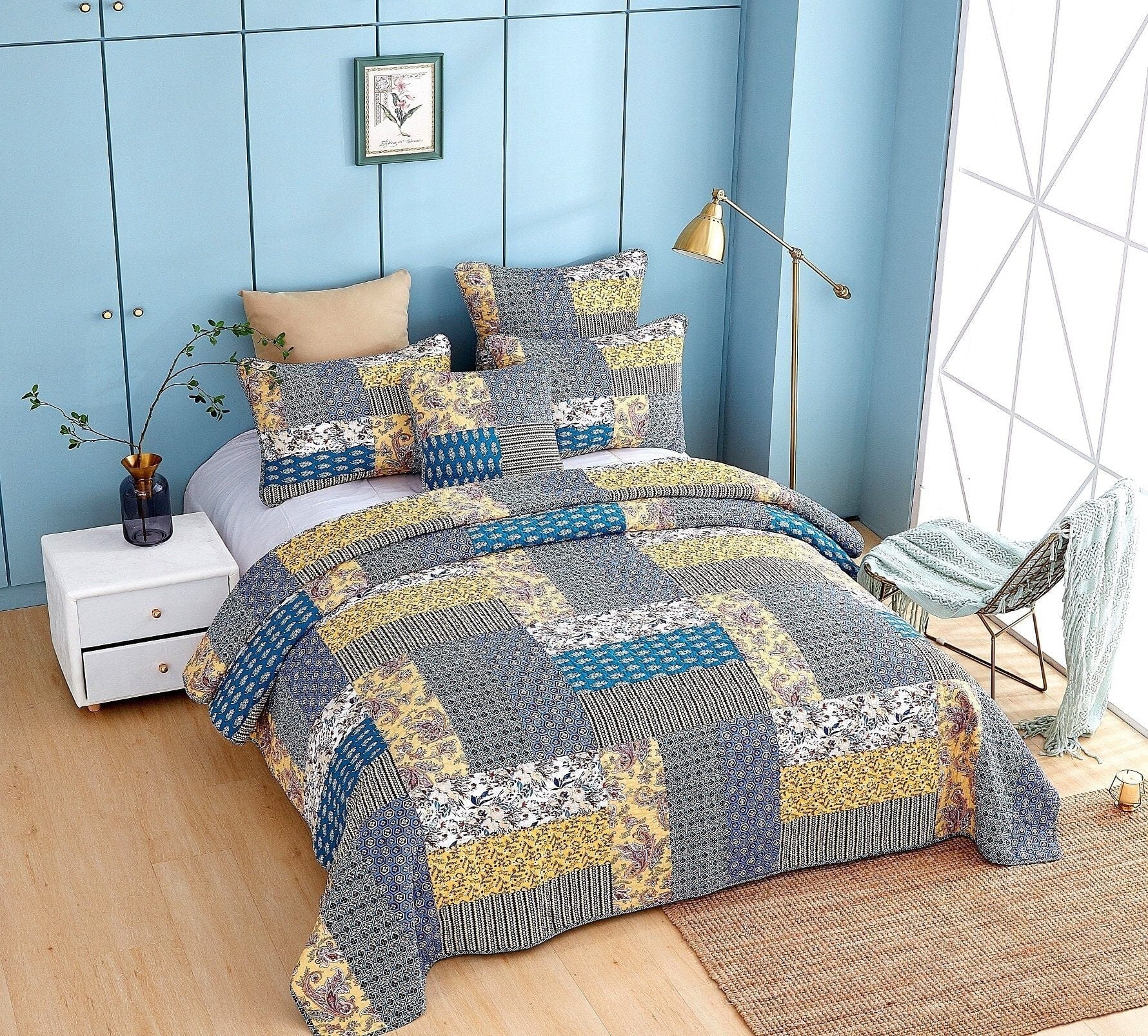 DaDa Bedding Honey Cove Floral Paisley Patchwork Quilt Set