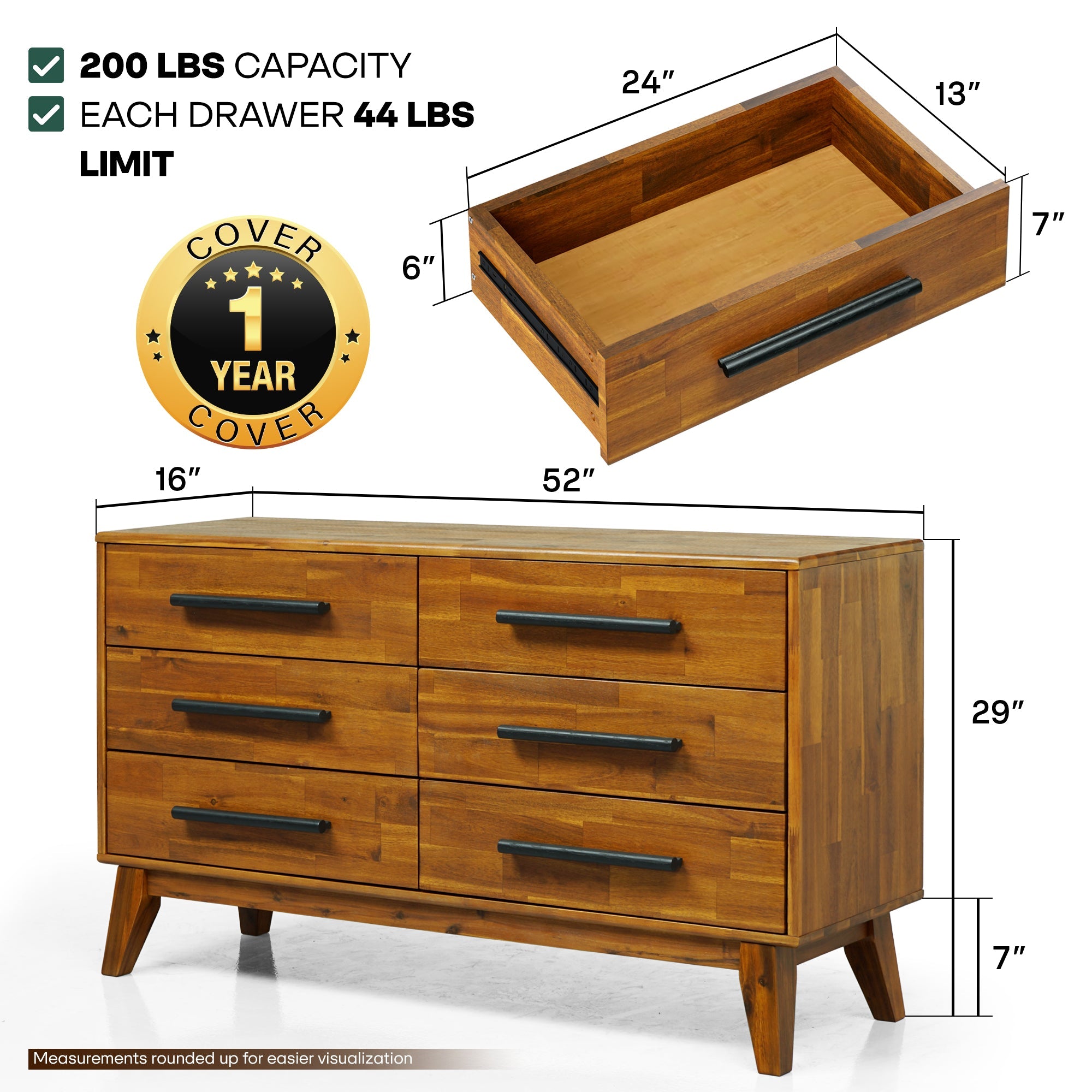 Legacy solid wood dresser dimensions