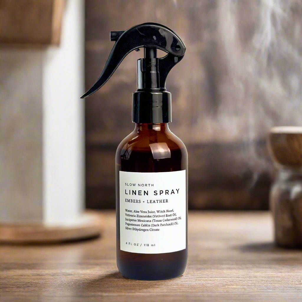 Slow North Embers and Leather linen spray