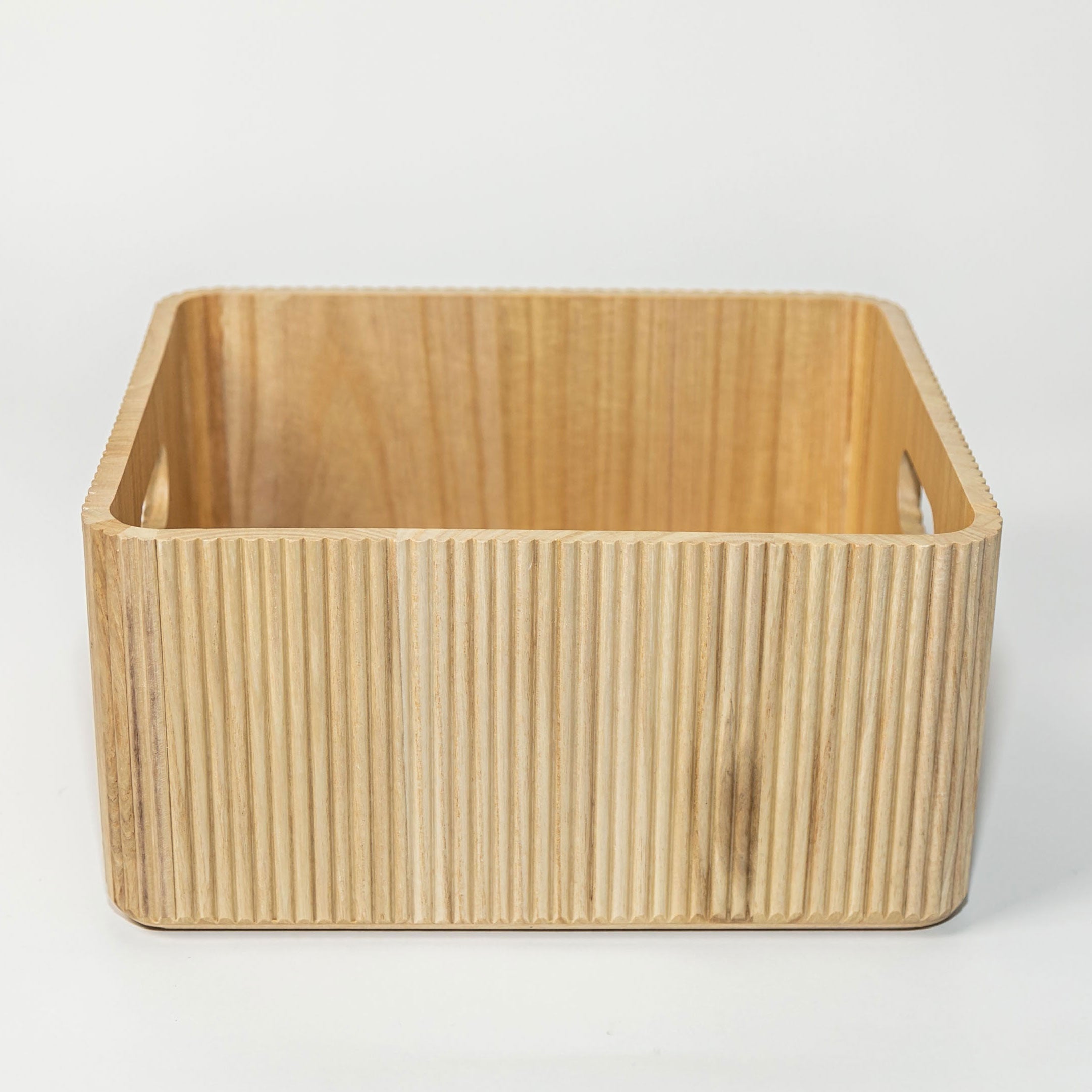 Wooden Ribbed Bins – Natural