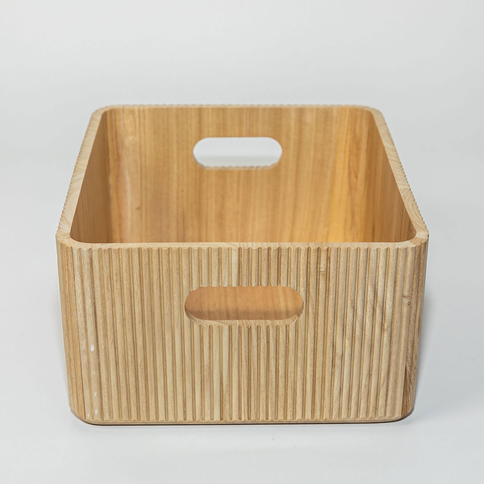 Wooden Ribbed Bins – Natural