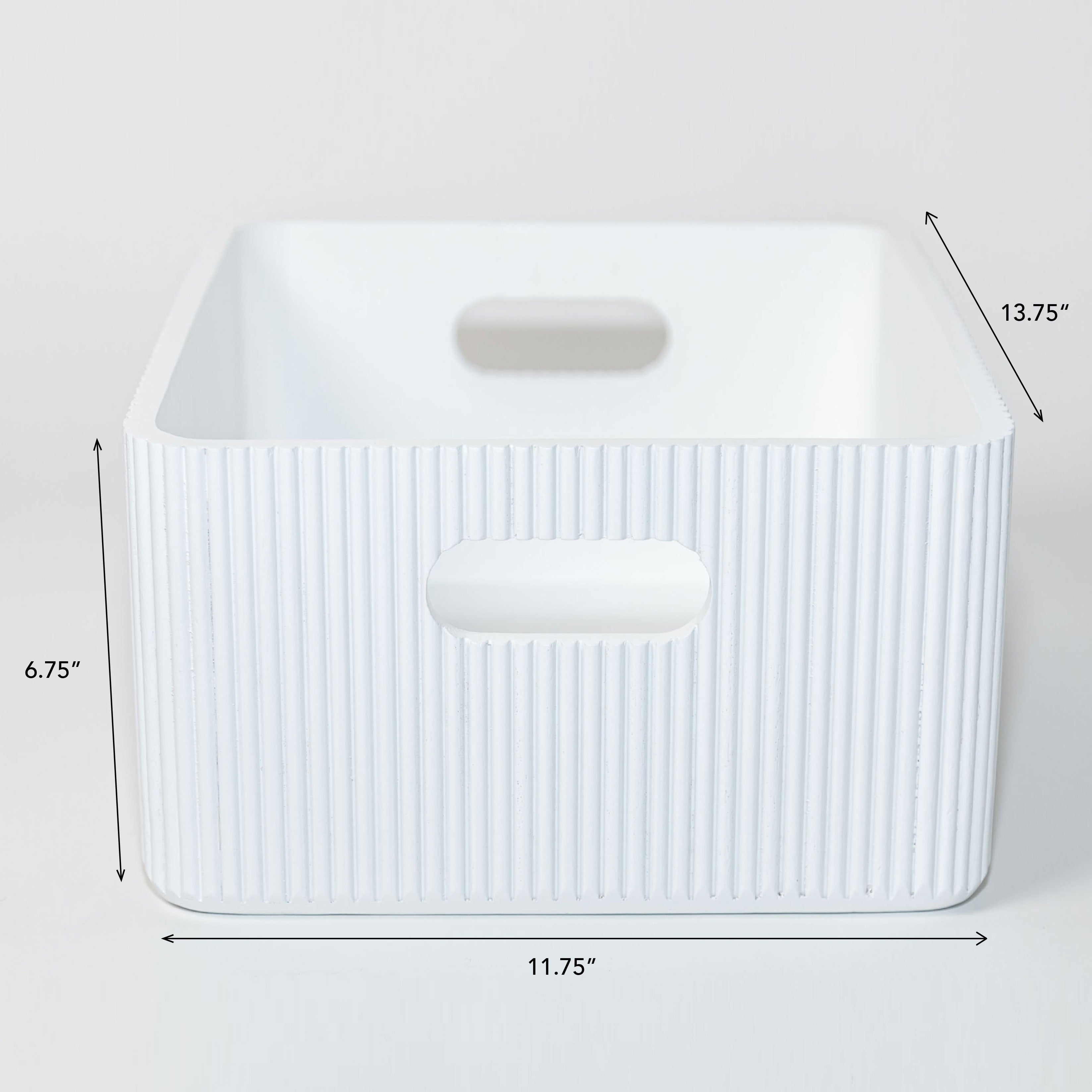 Wooden Ribbed Bins – White