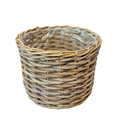 Rattan planter basket with plastic liner for potted plants