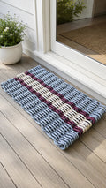 Light Gray, Light Tan & Burgundy Accent Lobster Rope Doormat